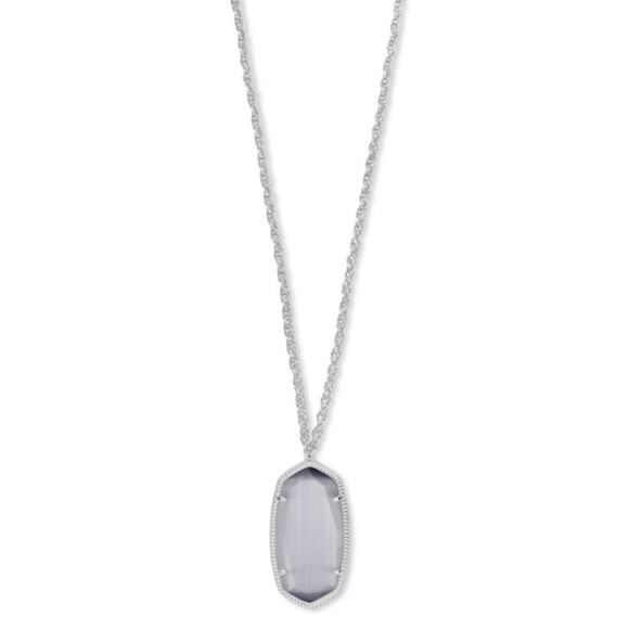 Kendra Scott Rhodium silver skate Grey cats eye Reid Rae? necklace new! - Picture 2 of 2